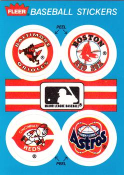 1989 Fleer - Team Stickers #NNO MLB: Baltimore Orioles / Boston Red Sox / Cincinnati Reds / Houston Astros Front