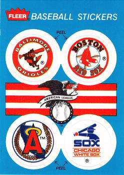 1989 Fleer - Team Stickers #NNO AL: Baltimore Orioles / Boston Red Sox / California Angels / Chicago White Sox Front