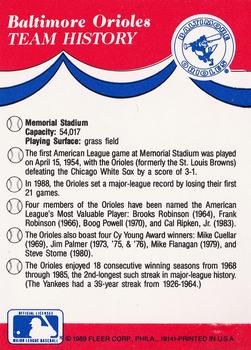1989 Fleer - Team Stickers #NNO AL: Texas Rangers / Toronto Blue Jays / Baltimore Orioles / Boston Red Sox Back