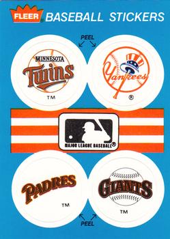 1989 Fleer - Team Stickers #NNO MLB: Minnesota Twins / New York Yankees / San Diego Padres / San Francisco Giants Front