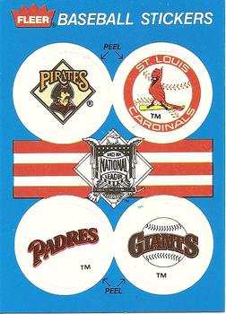 1989 Fleer - Team Stickers #NNO NL: Pittsburgh Pirates / St. Louis Cardinals / San Diego Padres / San Francisco Giants Front
