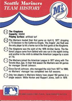1989 Fleer - Team Stickers #NNO AL: Minnesota Twins / New York Yankees / Oakland Athletics / Seattle Mariners Back