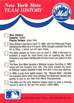 1989 Fleer - Team Stickers #NNO New York Mets Back