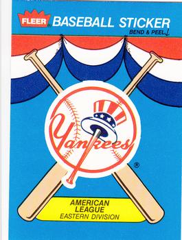 1989 Fleer - Team Stickers #NNO New York Yankees Front