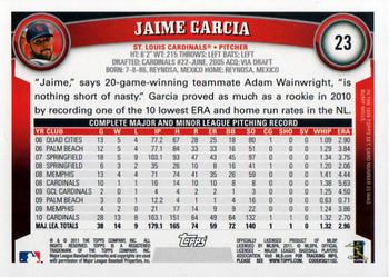 2011 Topps - Black Border #23 Jaime Garcia Back