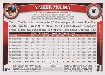 2011 Topps - Black Border #90 Yadier Molina Back