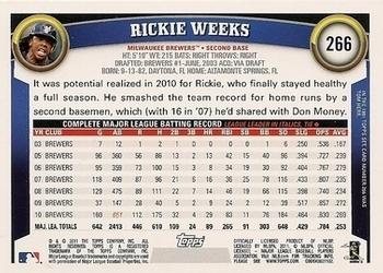 2011 Topps - Black Border #266 Rickie Weeks Back