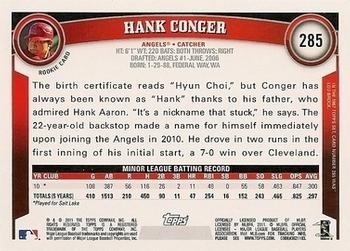 2011 Topps - Black Border #285 Hank Conger Back