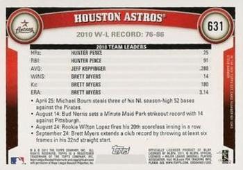 2011 Topps - Black Border #631 Houston Astros Back