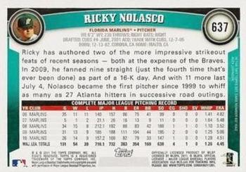 2011 Topps - Black Border #637 Ricky Nolasco Back