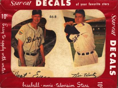 1952 Star-Cal Small Decals #86-B Hoot Evers / Vic Wertz Front