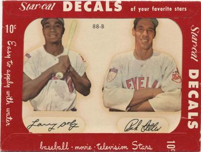 1952 Star-Cal Small Decals #88-B Larry Doby / Bob Feller Front