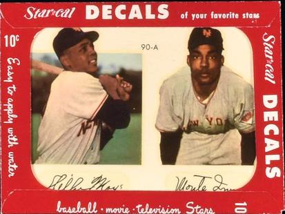 1952 Star-Cal Small Decals #90-A Willie Mays / Monte Irvin Front
