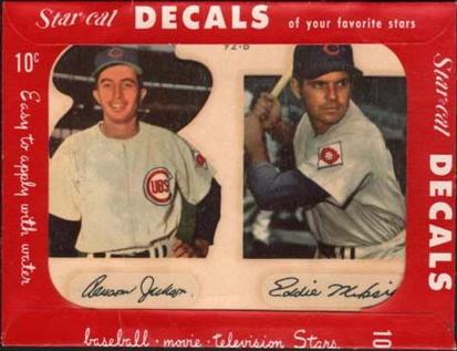 1952 Star-Cal Small Decals #92-B Randy Jackson / Eddie Miksis Front