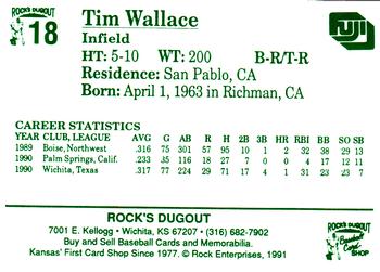 1991 Rock's Dugout Wichita Wranglers #18 Tim Wallace Back