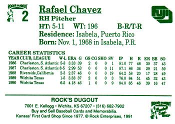 1991 Rock's Dugout Wichita Wranglers #2 Rafael Chavez Back