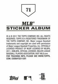 2011 Topps Stickers #71 Victor Martinez Back