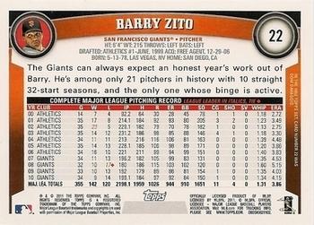 2011 Topps - Diamond Anniversary Limited Edition #22 Barry Zito Back