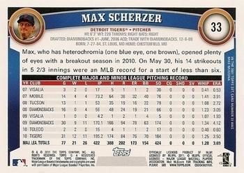 2011 Topps - Diamond Anniversary Limited Edition #33 Max Scherzer Back