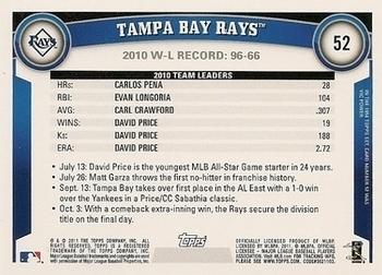 2011 Topps - Diamond Anniversary Limited Edition #52 Tampa Bay Rays Back
