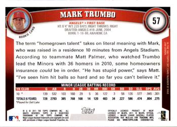 2011 Topps - Diamond Anniversary Limited Edition #57 Mark Trumbo Back