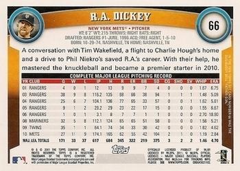 2011 Topps - Diamond Anniversary Limited Edition #66 R.A. Dickey Back