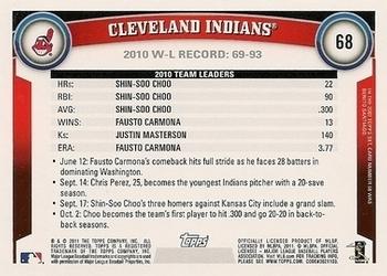 2011 Topps - Diamond Anniversary Limited Edition #68 Cleveland Indians Back