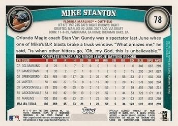 2011 Topps - Diamond Anniversary Limited Edition #78 Mike Stanton Back