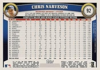 2011 Topps - Diamond Anniversary Limited Edition #92 Chris Narveson Back