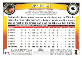 2011 Topps - Diamond Anniversary Limited Edition #96 Zach Duke Back