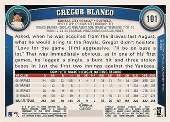 2011 Topps - Diamond Anniversary Limited Edition #101 Gregor Blanco Back