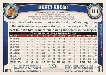 2011 Topps - Diamond Anniversary Limited Edition #111 Kevin Gregg Back