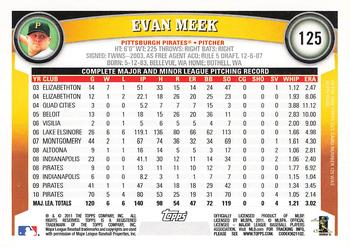 2011 Topps - Diamond Anniversary Limited Edition #125 Evan Meek Back