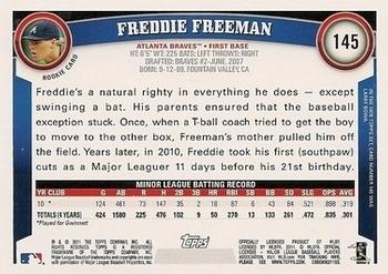 2011 Topps - Diamond Anniversary Limited Edition #145 Freddie Freeman Back