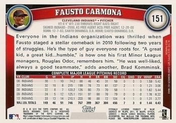 2011 Topps - Diamond Anniversary Limited Edition #151 Fausto Carmona Back