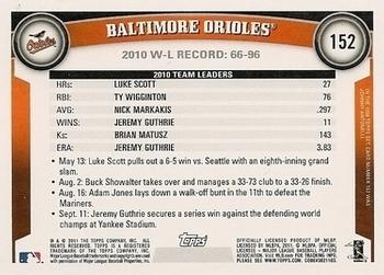 2011 Topps - Diamond Anniversary Limited Edition #152 Baltimore Orioles Back