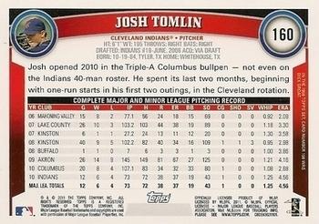 2011 Topps - Diamond Anniversary Limited Edition #160 Josh Tomlin Back