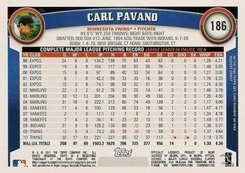 2011 Topps - Diamond Anniversary Limited Edition #186 Carl Pavano Back