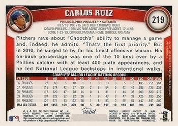 2011 Topps - Diamond Anniversary Limited Edition #219 Carlos Ruiz Back