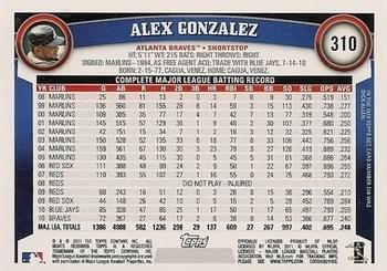 2011 Topps - Diamond Anniversary Limited Edition #310 Alex Gonzalez Back