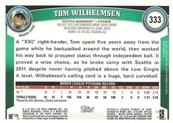 2011 Topps - Diamond Anniversary Limited Edition #333 Tom Wilhelmsen Back