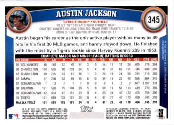 2011 Topps - Diamond Anniversary Limited Edition #345 Austin Jackson Back