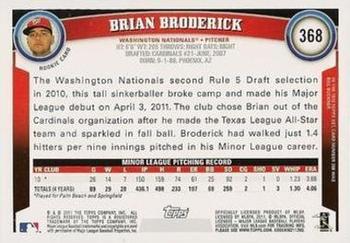 2011 Topps - Diamond Anniversary Limited Edition #368 Brian Broderick Back