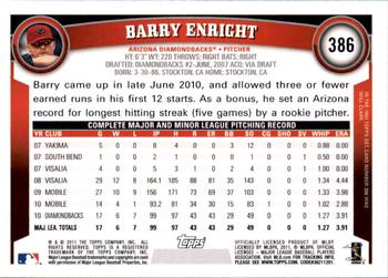 2011 Topps - Diamond Anniversary Limited Edition #386 Barry Enright Back