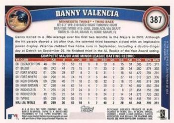 2011 Topps - Diamond Anniversary Limited Edition #387 Danny Valencia Back
