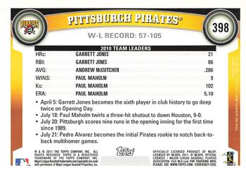 2011 Topps - Diamond Anniversary Limited Edition #398 Pittsburgh Pirates Back