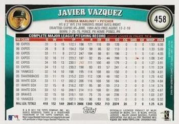 2011 Topps - Diamond Anniversary Limited Edition #458 Javier Vazquez Back
