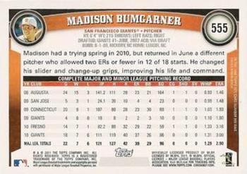 2011 Topps - Diamond Anniversary Limited Edition #555 Madison Bumgarner Back