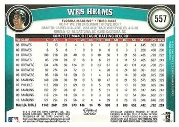 2011 Topps - Diamond Anniversary Limited Edition #557 Wes Helms Back