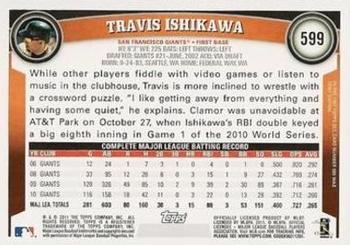 2011 Topps - Diamond Anniversary Limited Edition #599 Travis Ishikawa Back